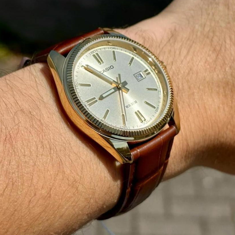 CASIO MTP-1302PGL-9AVEF - TIMELESS ELEGANCE MEN'S WATCH WITH GOLD-TONE CASE & BROWN LEATHER STRAP-i-Watch-2