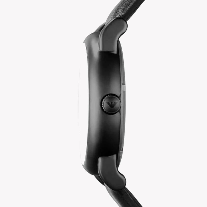 Emporio Armani Men's Black Leather Watch, Black Dial | Ar60012 by i-watch