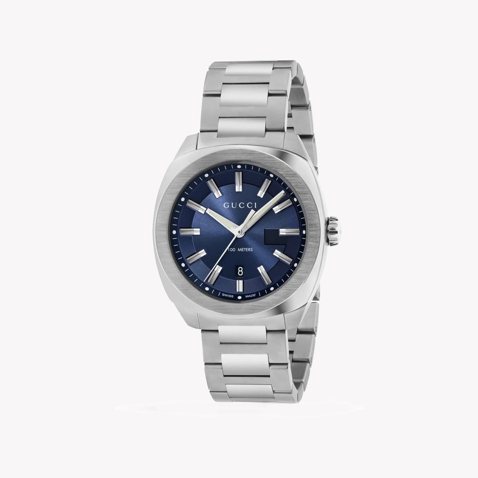Gucci Men's Silver Stainless Steel, Blue Dial | Ya142303 by i-watch