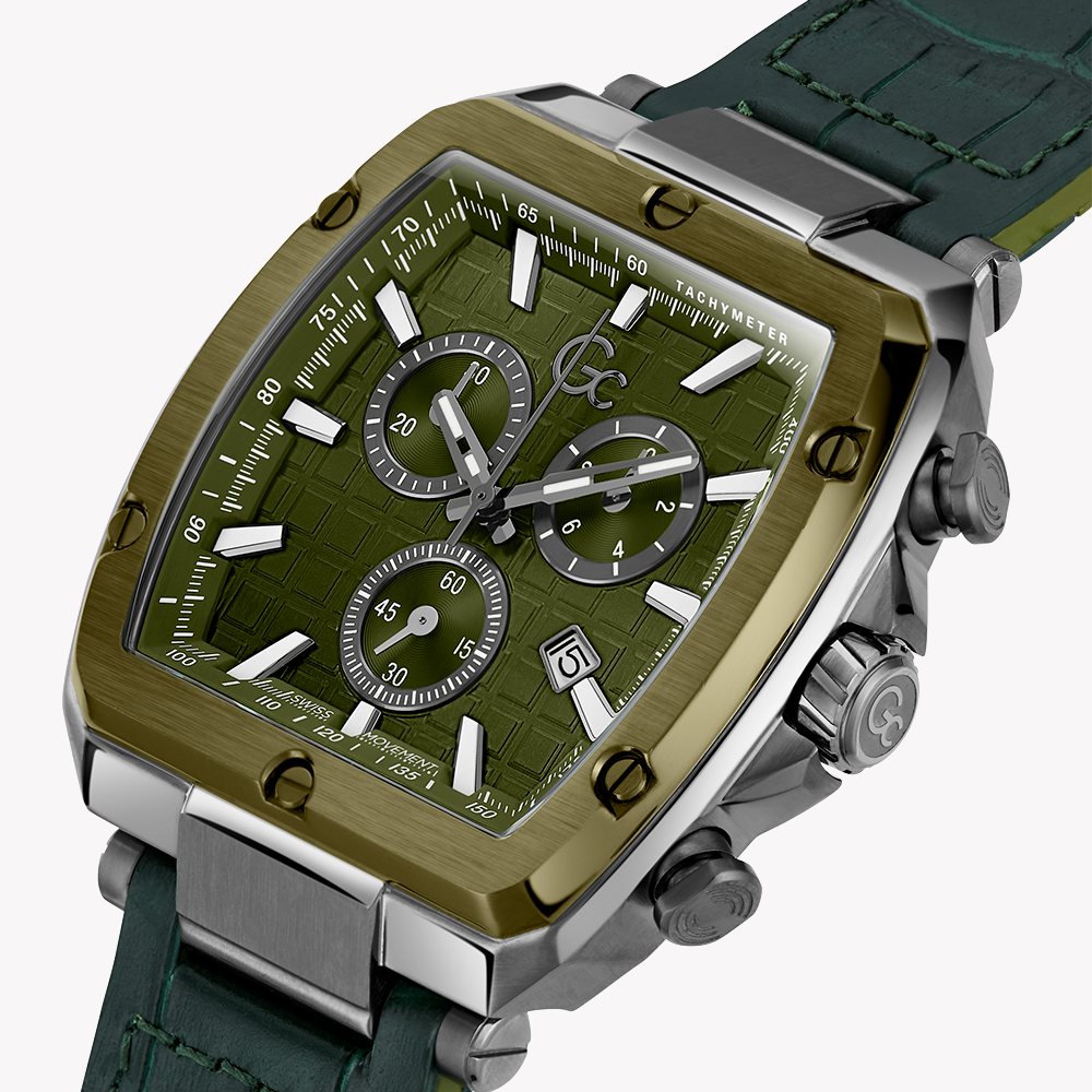 GUESS COLLECTION Y83011G9MF - BOLD GREEN VIBRANCE Men's Watch with Silver Case and Silicone Band-i-Watch-4