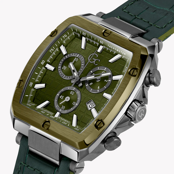 Guess Men's Silver & Green Silicone Watch, Green Dial | Y83011g9mf by i-watch