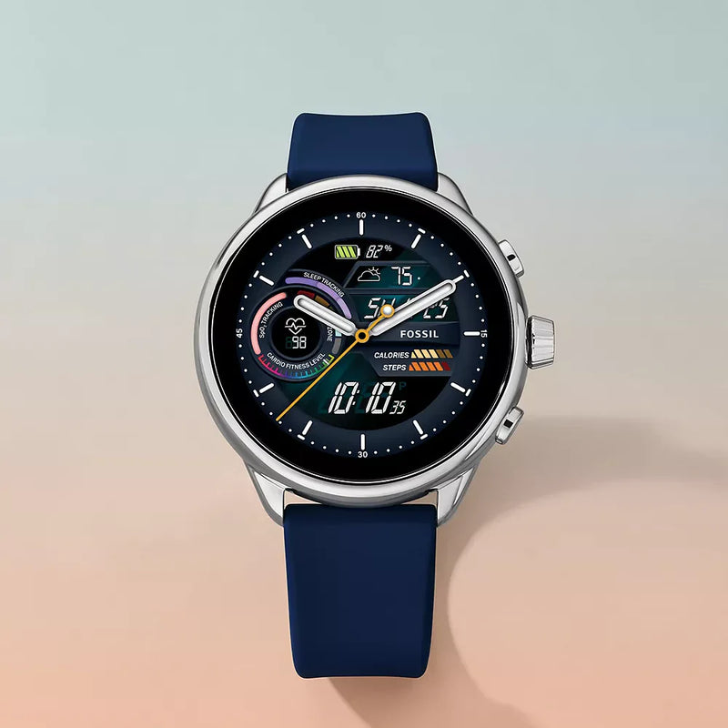 Fossil Men's Silver Stainless Steel, Blue Silicon | Ftw4070 by i-watch