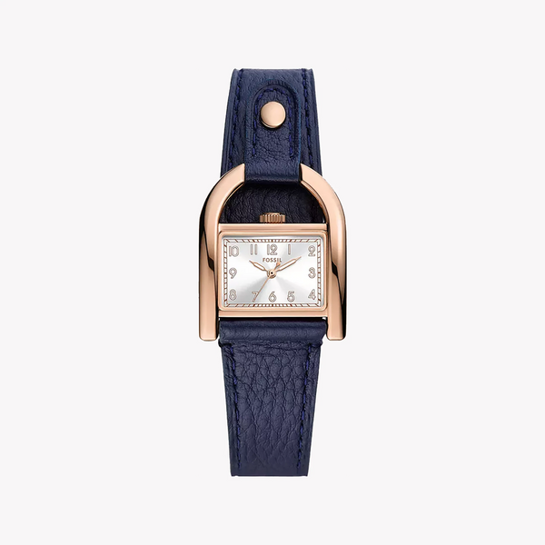 Fossil Women's Rose Gold Watch, Blue Leather Strap | Es5266 by i-watch