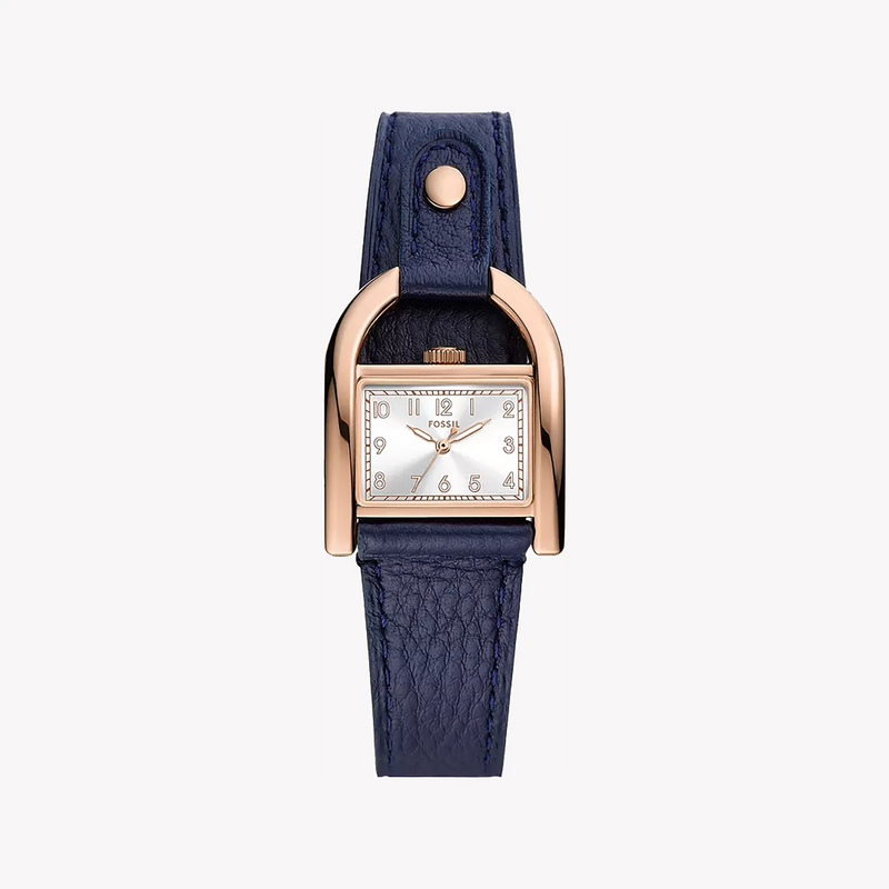 Fossil Women's Rose Gold Watch, Blue Leather Strap | Es5266 by i-watch