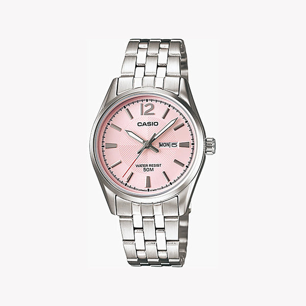 Casio Women's Silver Watch, Pink Dial | Ltp-1335d-5avdf by i-watch