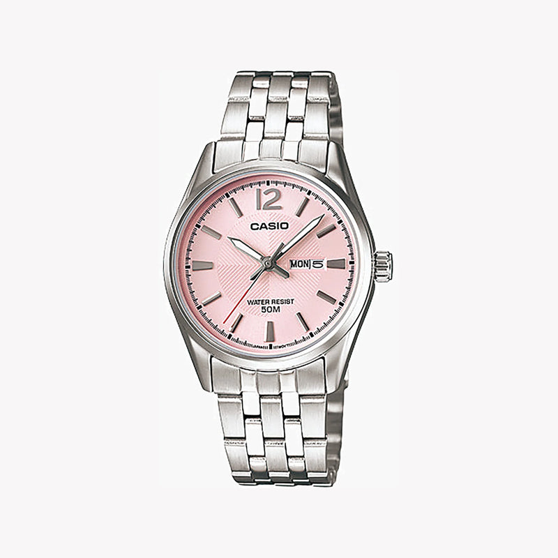 Casio Women's Silver Watch, Pink Dial | Ltp-1335d-5avdf by i-watch
