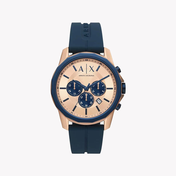 Armani Exchange Men's Rose Gold Watch, Blue Silicone | Ax1730 by i-watch