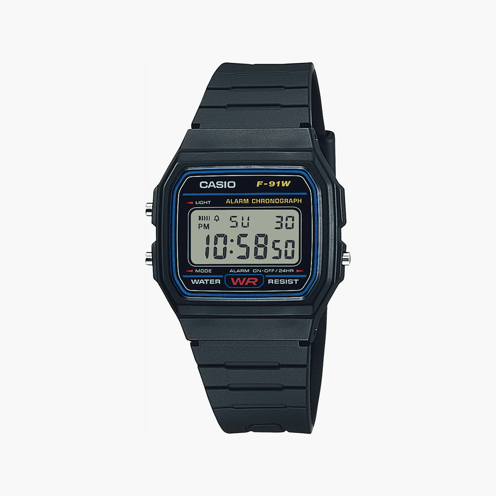 Casio F-91W-1YEG - Stylish Utility Watch with Black Resin Band-i-Watch