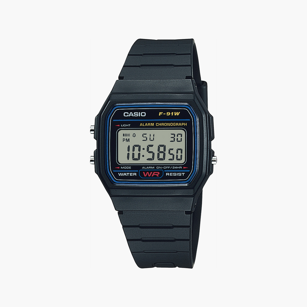 Casio F-91W-1YEG - Stylish Utility Watch with Black Resin Band-i-Watch
