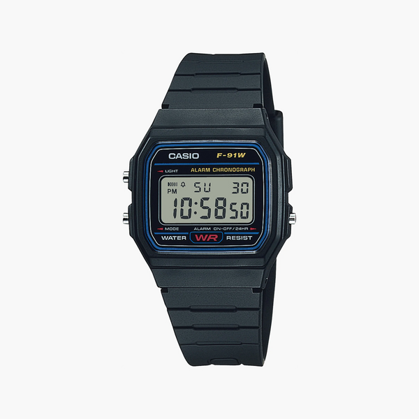 Casio F-91W-1YEG - Stylish Utility Watch with Black Resin Band-i-Watch