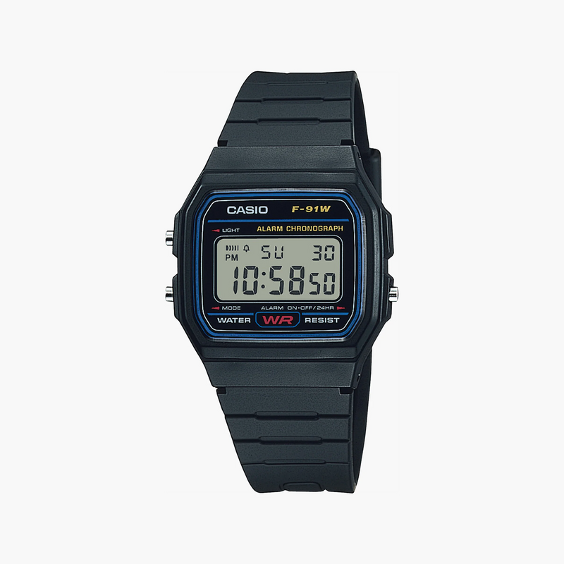 Casio F-91W-1YEG - Stylish Utility Watch with Black Resin Band-i-Watch