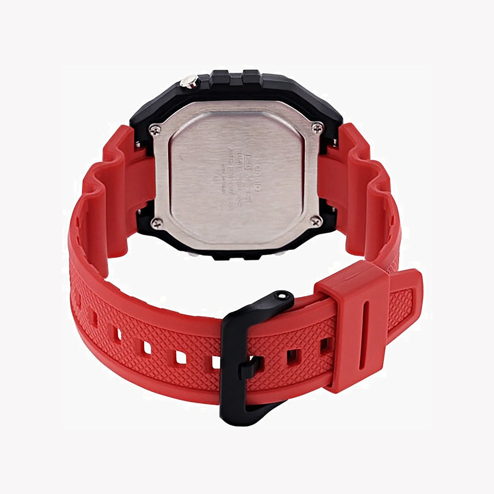 Casio Men's Black Resin Watch, Red Band | W-218h-4bv