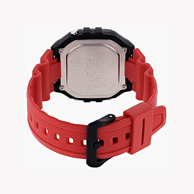 Casio Men's Black Resin Watch, Red Band | W-218h-4bv