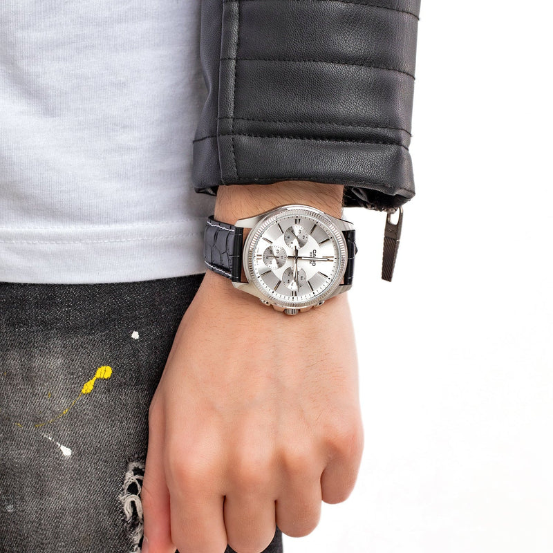 Timeless Elegance Men's Stainless Steel, Black Leather | Mtp-1375l-7avdf by i-watch