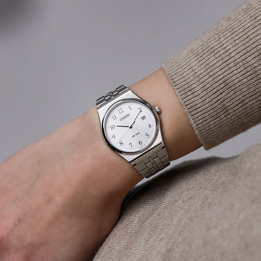 CASIO MTP-B145D-7BV STYLISH RESILIENCE - MEN'S STAINLESS STEEL WATCH WITH BEIGE DIAL-i-Watch-6