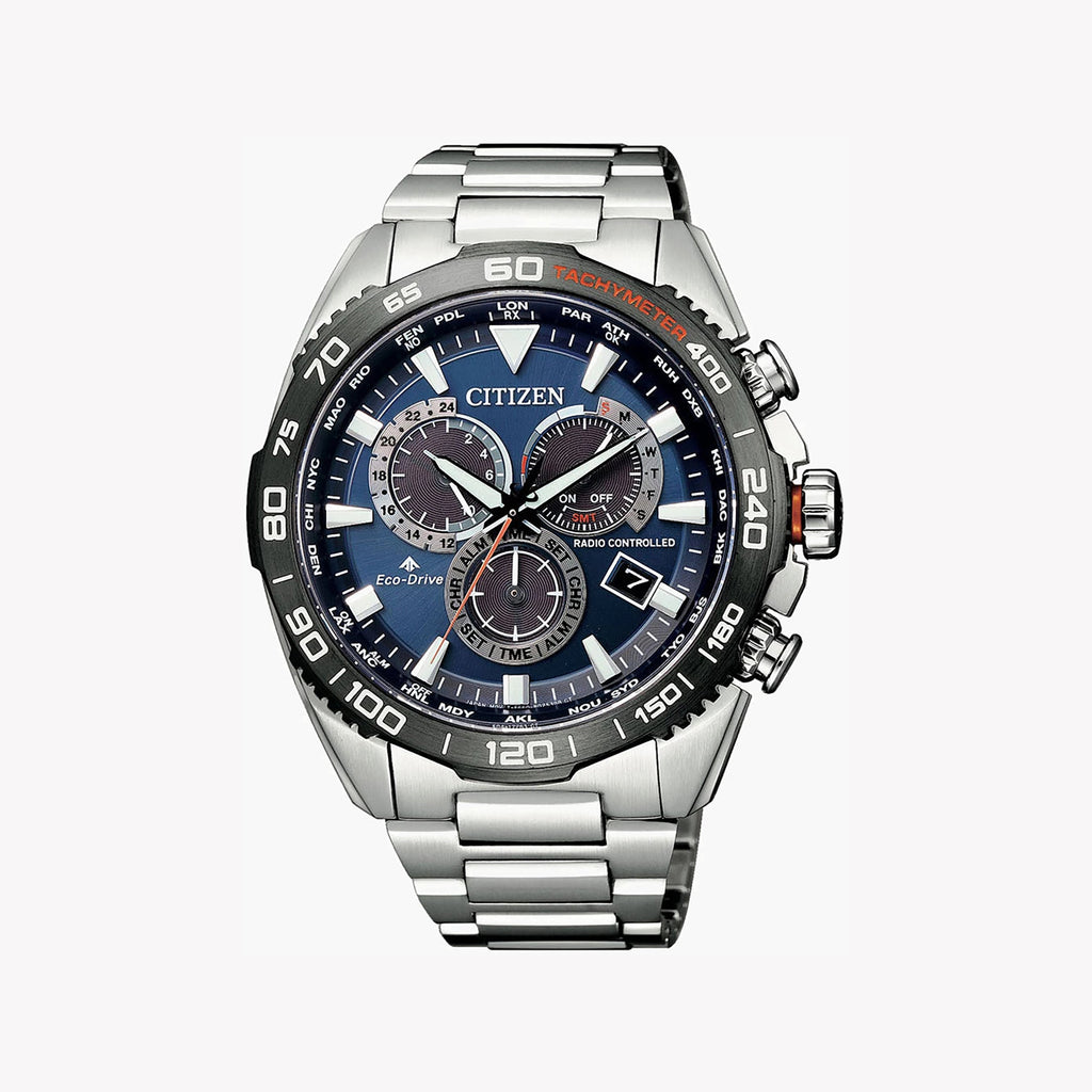 CITIZEN CB5034-82L - ELEGANTLY INNOVATIVE ECO-DRIVE MEN'S WATCH with Blue Dial & Silver Stainless Steel Band