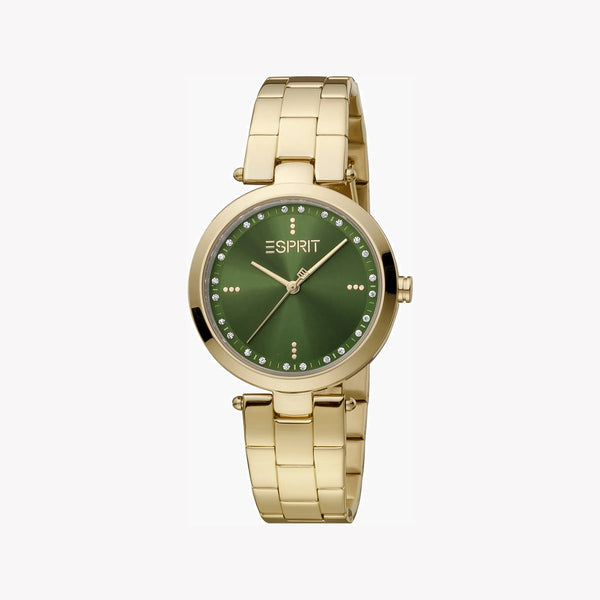 Esprit Women's Gold Stainless Steel Watch, Green Dial | Es1l187m0015 by i-watch
