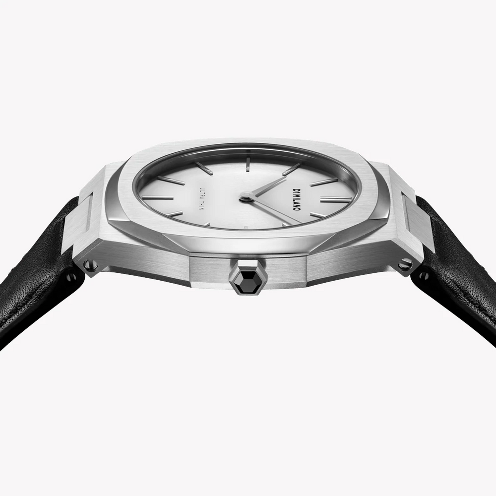 D1 MILANO Women's Silver Stainless Steel, Black Leather | D1-UTLL13 by i-watch