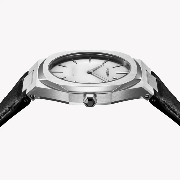 D1 MILANO Women's Silver Stainless Steel, Black Leather | D1-UTLL13 by i-watch