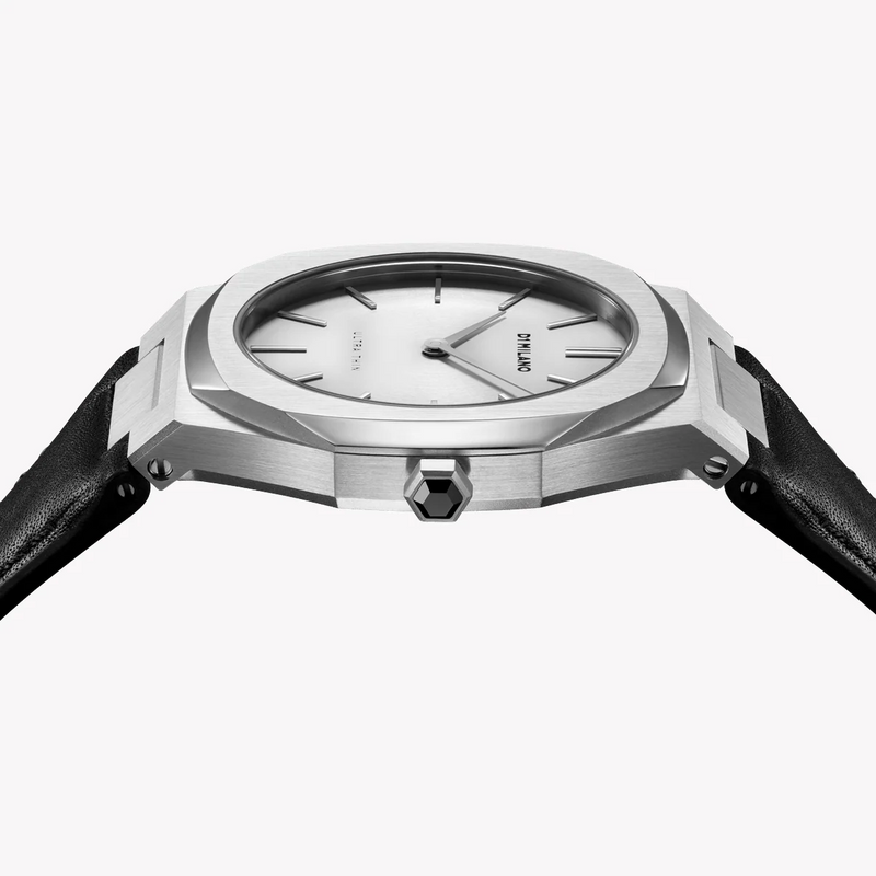 D1 MILANO Women's Silver Stainless Steel, Black Leather | D1-UTLL13 by i-watch