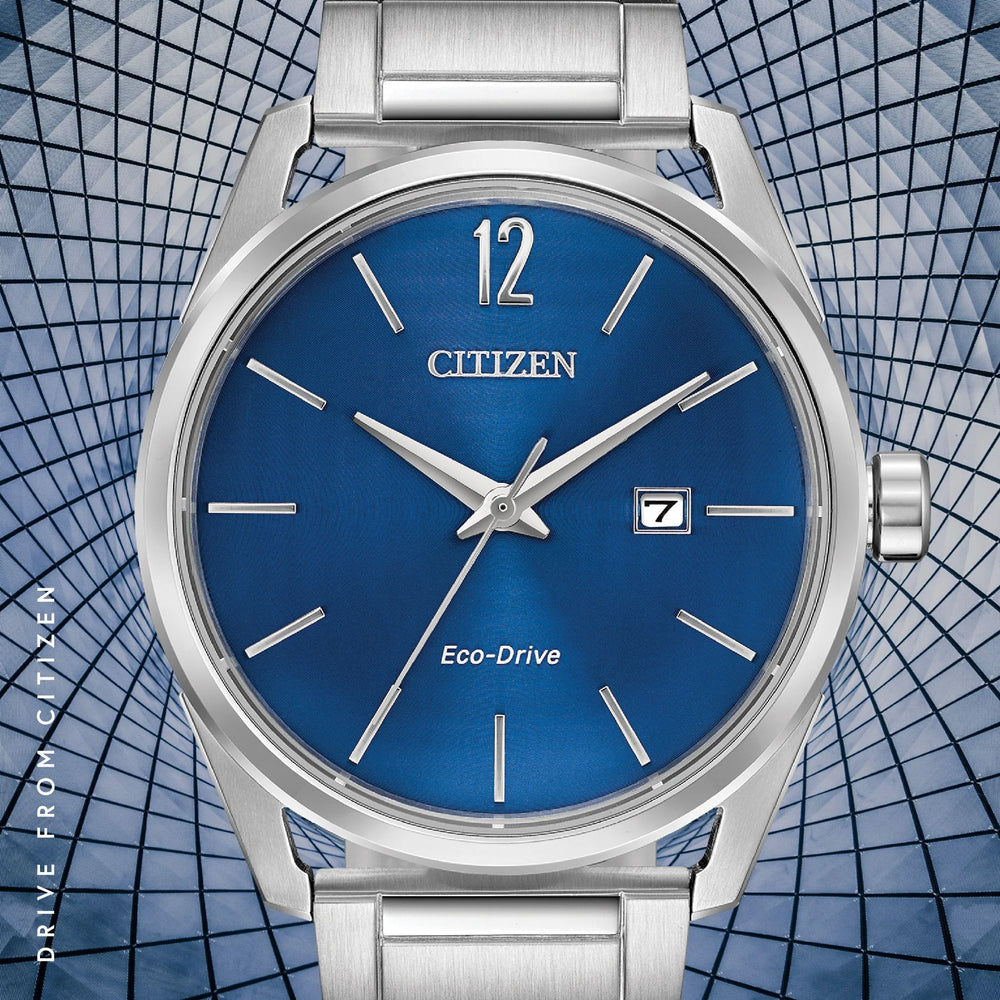Citizen Eco-Drive Bm7411-83l - Modern Man's Stylish Timepiece With Blue Dial & Silver Bracelet by i-watch