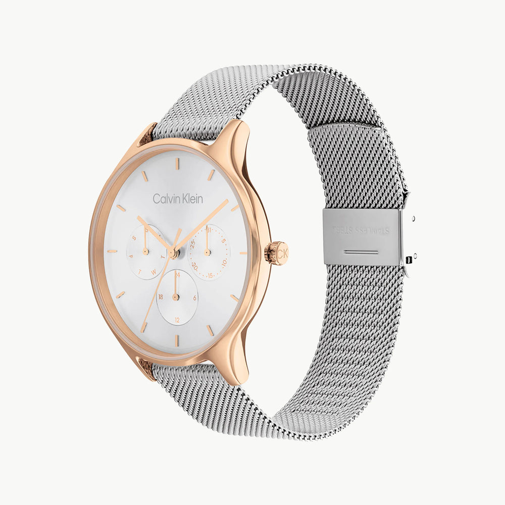 Ck Calvin Klein Men's Silver & Gold Watch, White Dial | K2g271c1 by i-watch