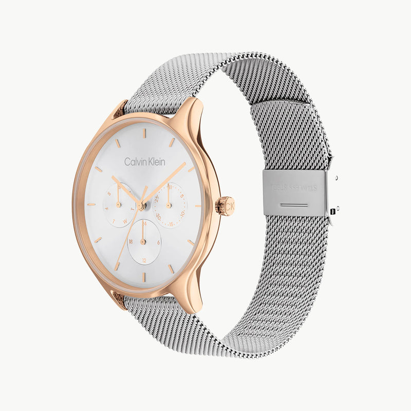 Ck Calvin Klein Men's Silver & Gold Watch, White Dial | K2g271c1 by i-watch