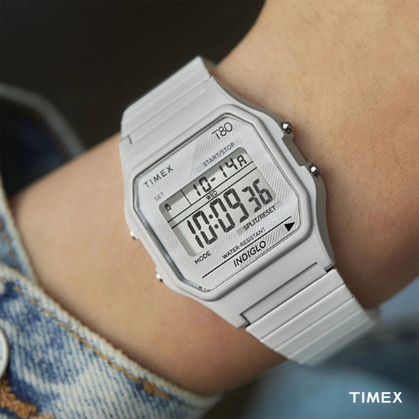 Timex Unisex White Stainless Steel & Resin Digital Watch | Tw2u93700