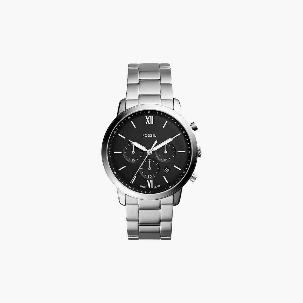 Fossil Men's Silver Stainless Steel Watch, Black Dial | Fs5384 by i-watch