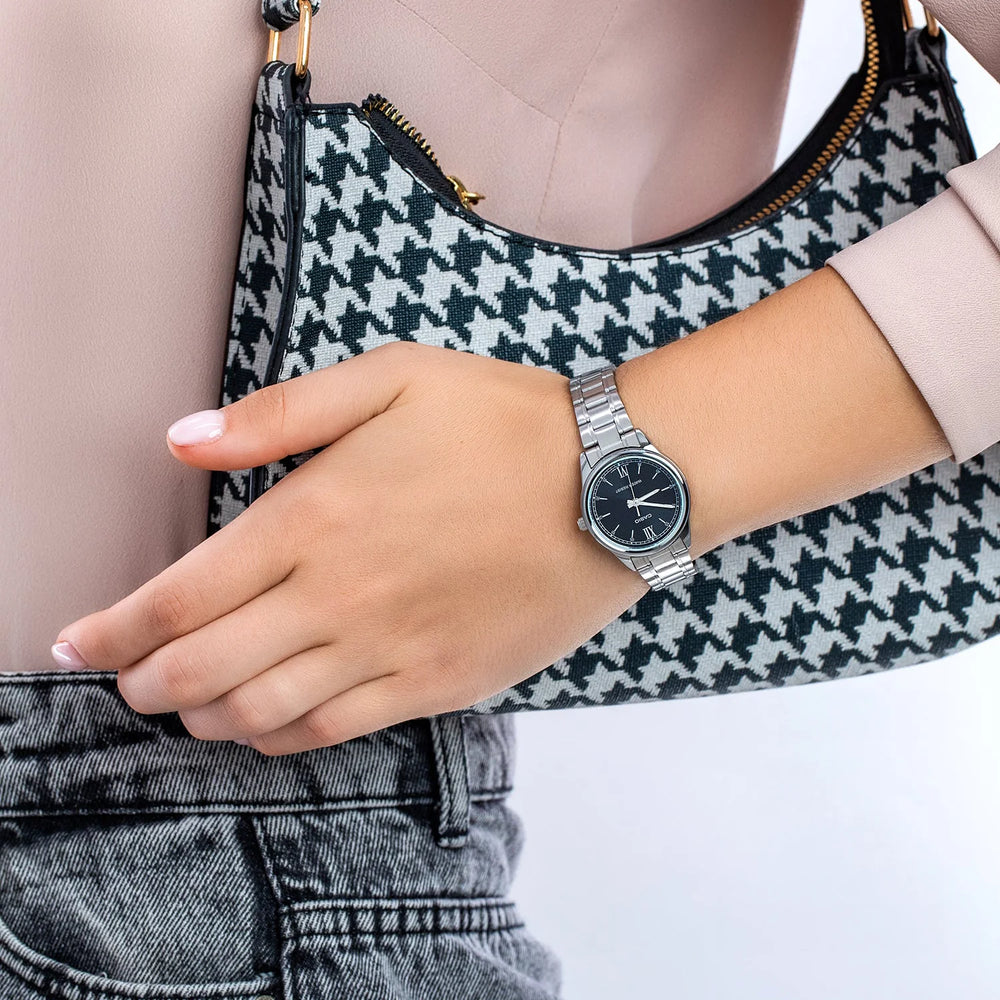 Casio Women's Stainless Steel Watch, Black Dial | Ltp-V005d-1b2 by i-watch