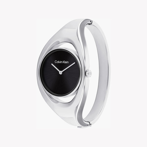 Calvin Klein Women's Silver Stainless Steel Watch, Black Dial | 25200392 by i-watch