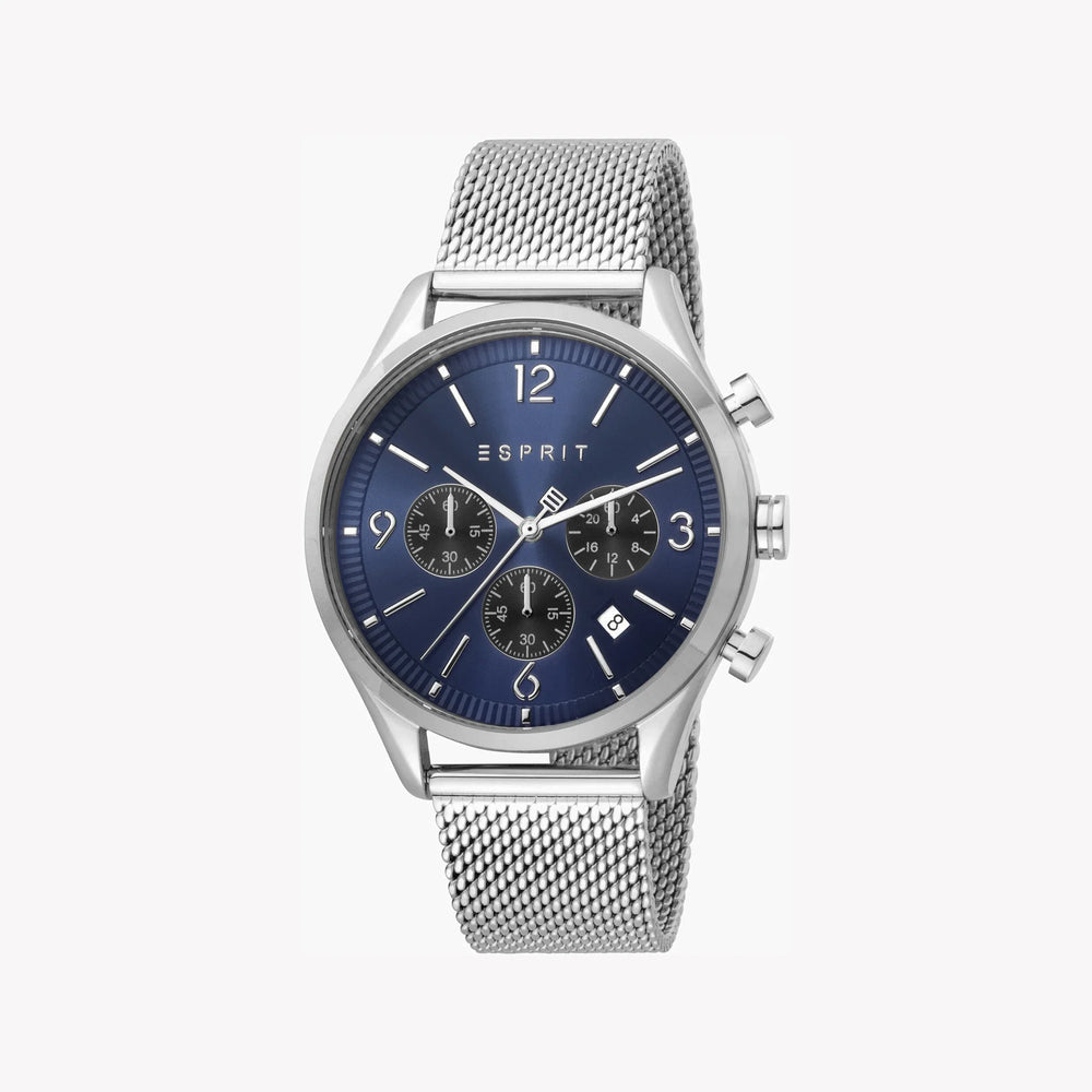 Esprit Men's Silver Stainless Steel Watch, Blue Dial | Es1g102m0015 by i-watch