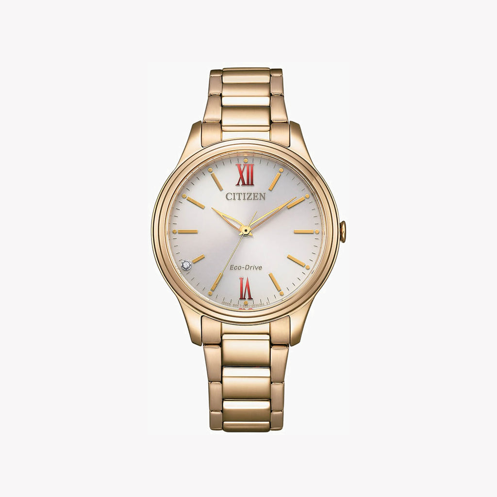 CITIZEN EM0418-81X RADIANT ELEGANCE - MODERN GOLD WOMEN'S TIMEPIECE with White Dial & Stainless Steel Band