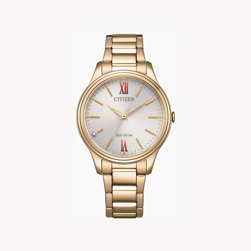 Citizen Em0418-81x Radiant Elegance - Modern Gold Women's Timepiece With White Dial & Stainless Steel Band by i-watch
