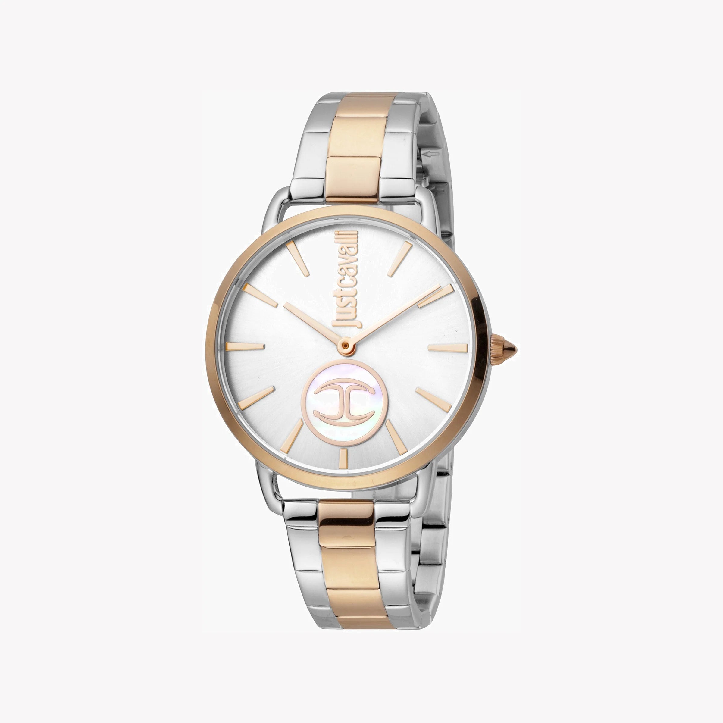 JUST CAVALLI Women's Watch with Silver Stainless Steel Case and Silver & Rose Gold Stainless Steel Band