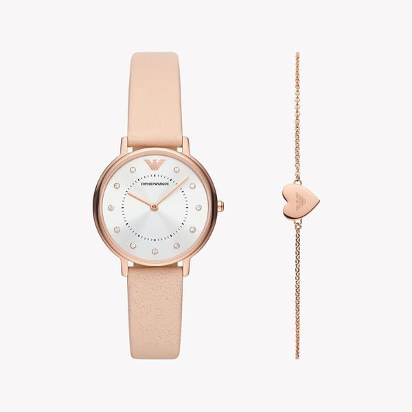 Emporio Armani Women's Rose Gold Watch, Silver Dial | Ar80058 by i-watch