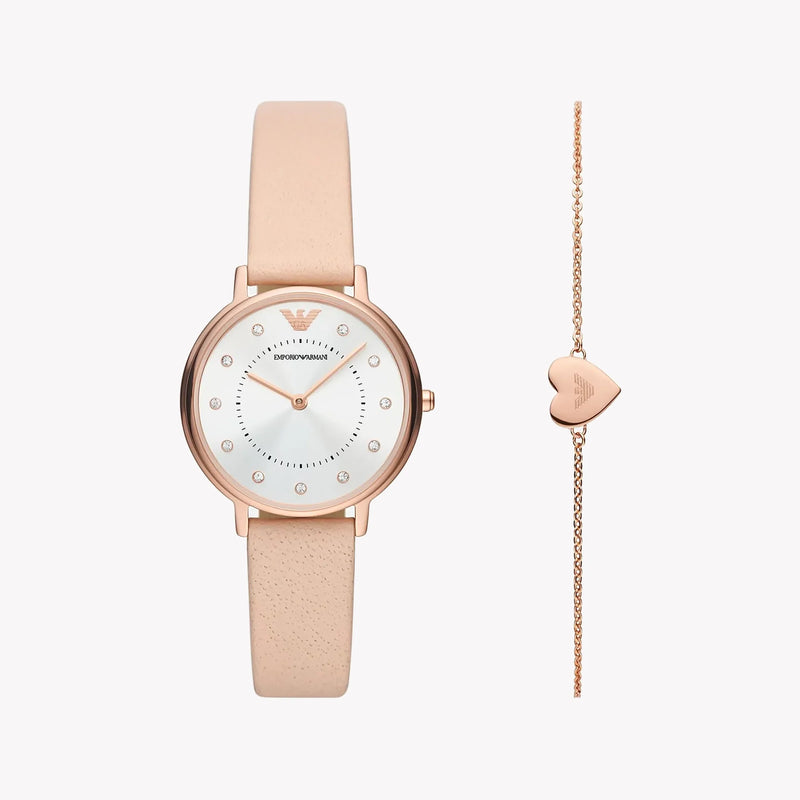 Emporio Armani Women's Rose Gold Watch, Silver Dial | Ar80058 by i-watch
