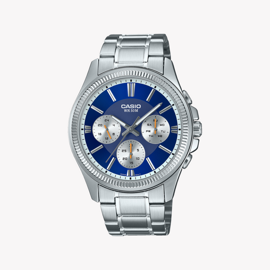 CASIO MTP-1375D-2A1V BOLD ADVENTURER MEN'S STAINLESS STEEL WATCH WITH BLUE DIAL