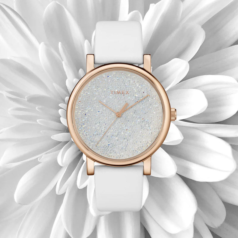 Timex Women's White Leather Watch, Rose Gold Case | Tw2r95000 by i-watch