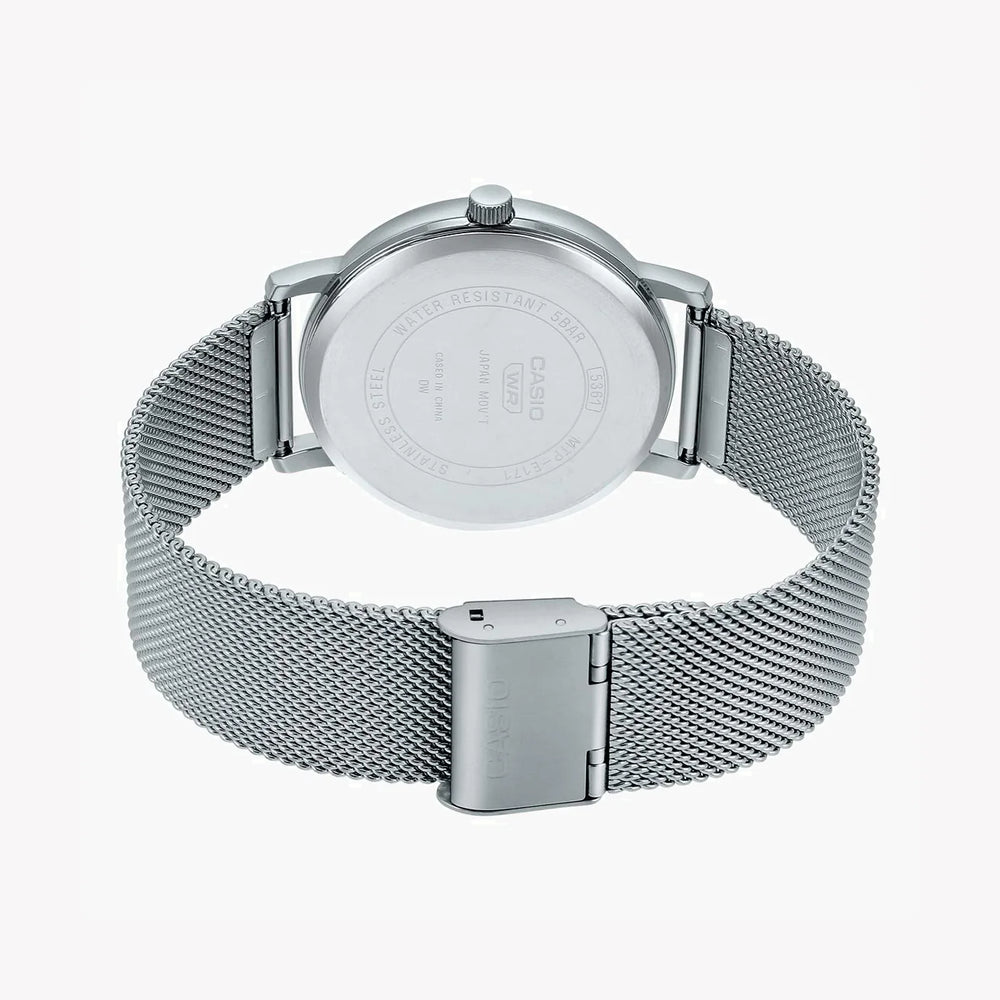 Casio Mtp-E171m-1evdf Bold & Versatile - Men's Stainless Steel Watch With Black Dial & Mesh Band by i-watch
