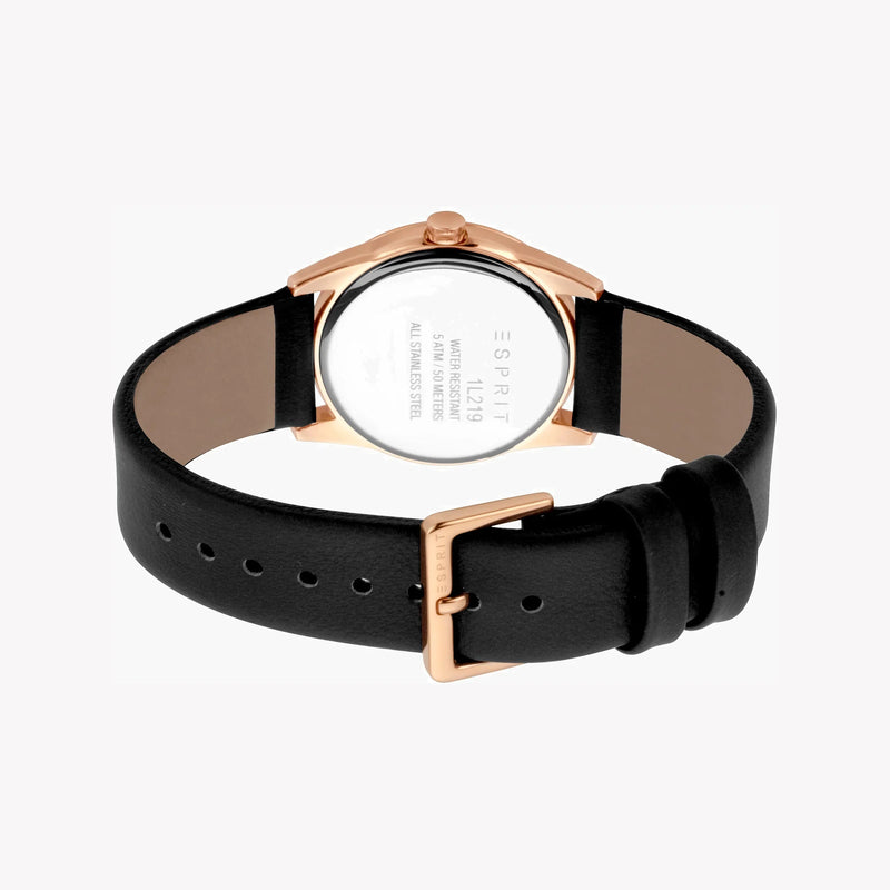 Esprit Women's Black Leather Watch, Black Dial | Es1l175m0015 by i-watch
