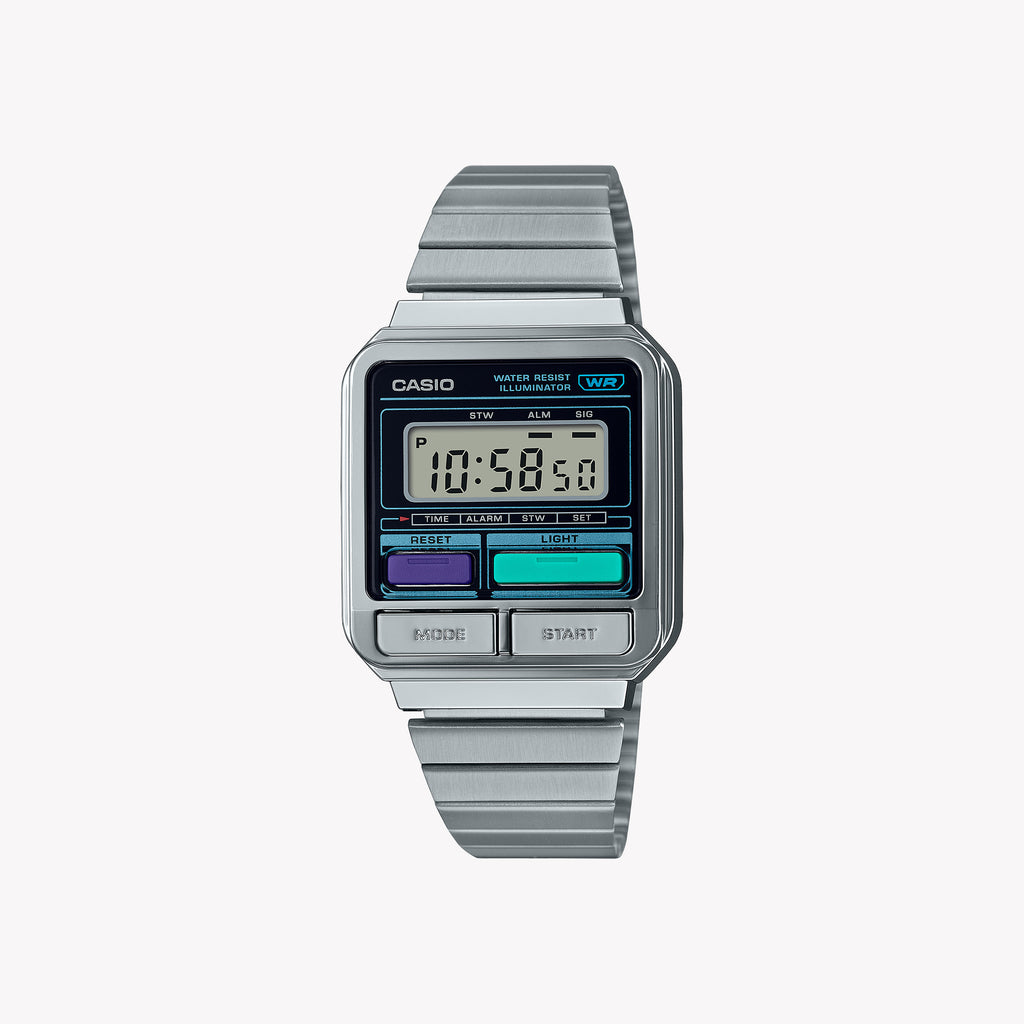 CASIO A120WE-1A ADVENTURE SERIES - SPORTY DIGITAL WATCH WITH LED BACKLIGHT & STAINLESS STEEL BAND