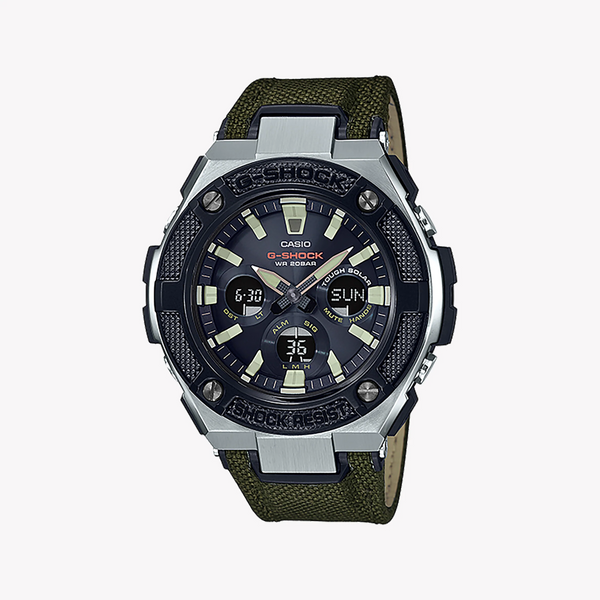 G-Shock Gst-S330ac-3adr Adventurer - Sporty Elegance Unleashed Men's Watch With Green Fabric BAnd and Black Dial by i-watch