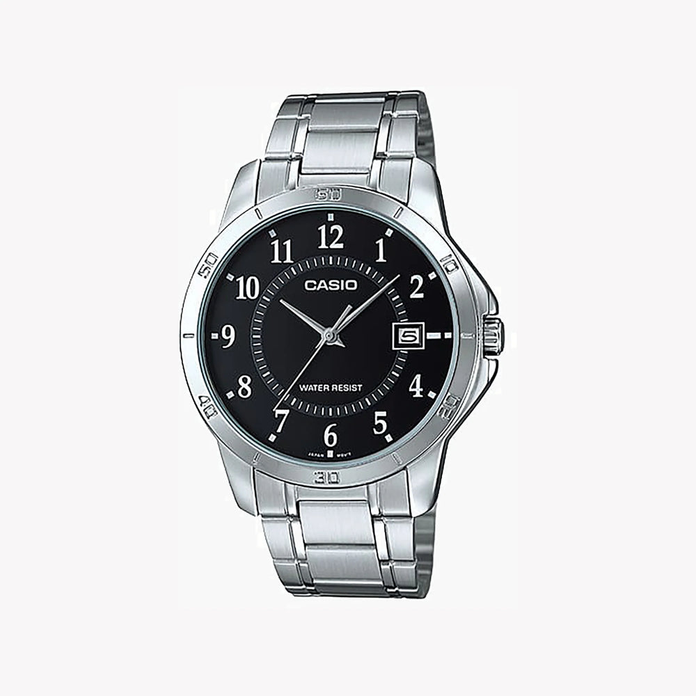 Casio Men's Silver Watch, Black Dial | Mtp-V004d-1budf by i-watch