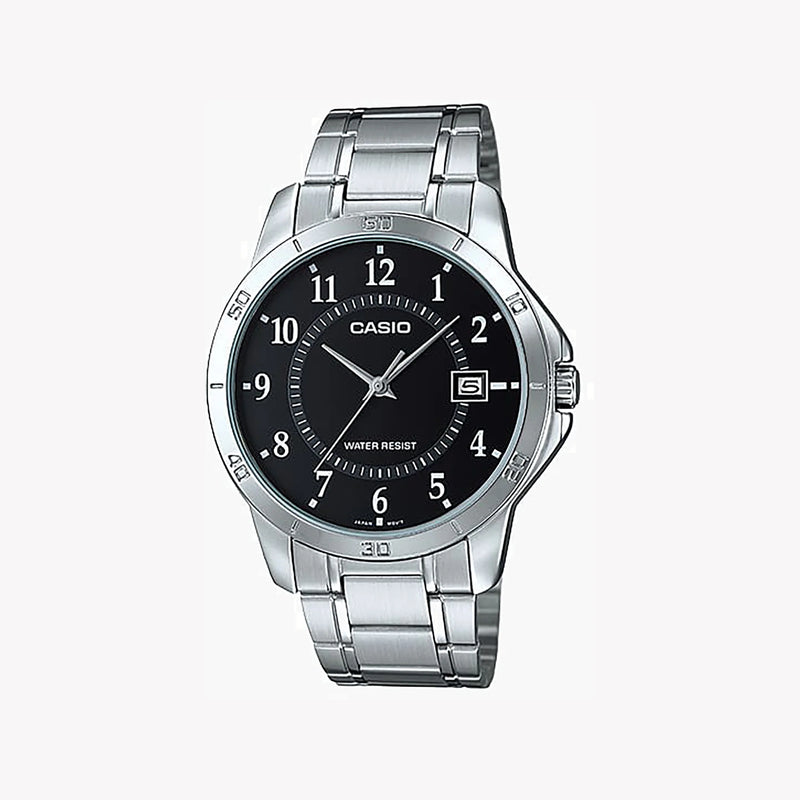 Casio Men's Silver Watch, Black Dial | Mtp-V004d-1budf by i-watch