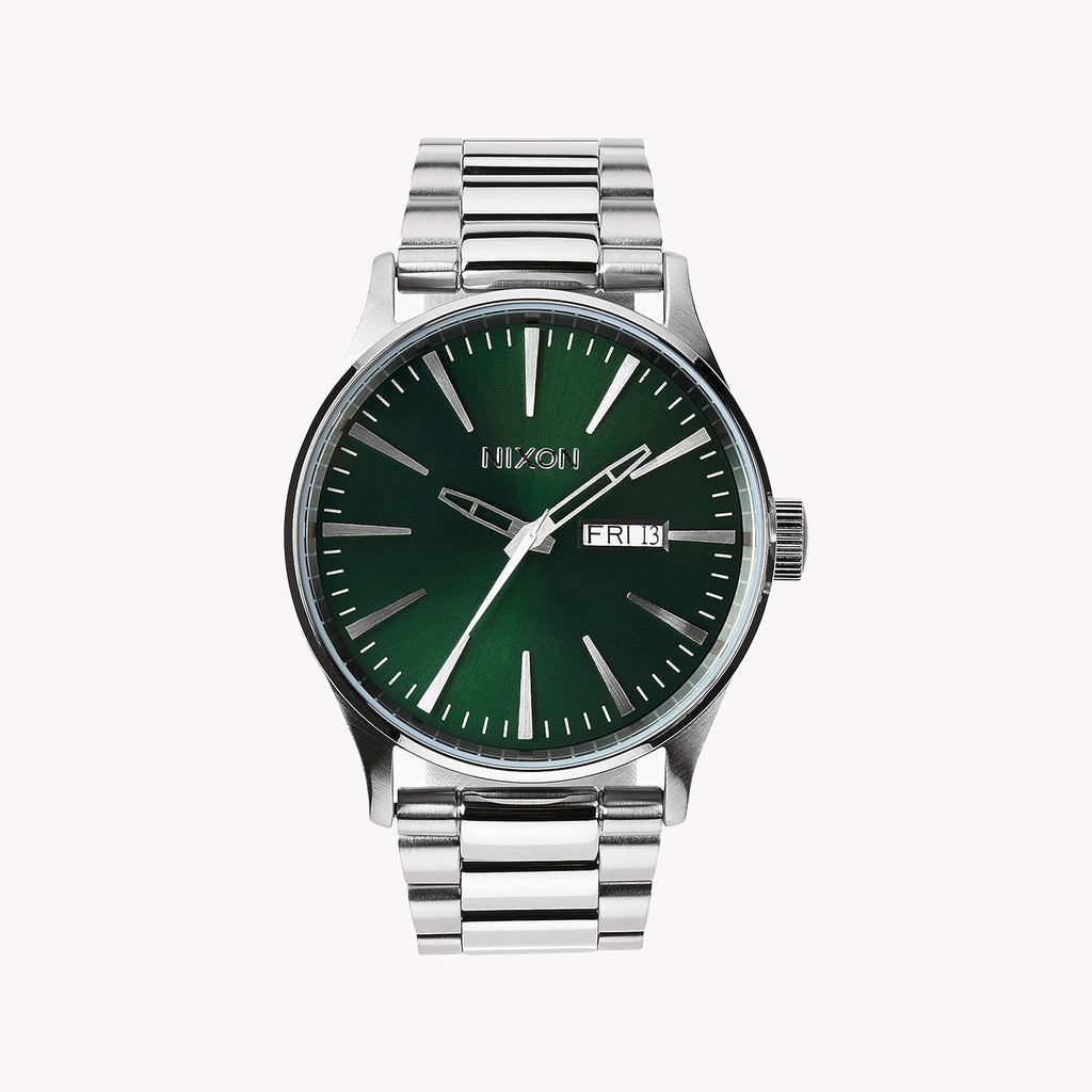 NIXON A356-1696 ADVENTURER - STRIKING SILVER & VIBRANT GREEN DIAL MEN'S WATCH