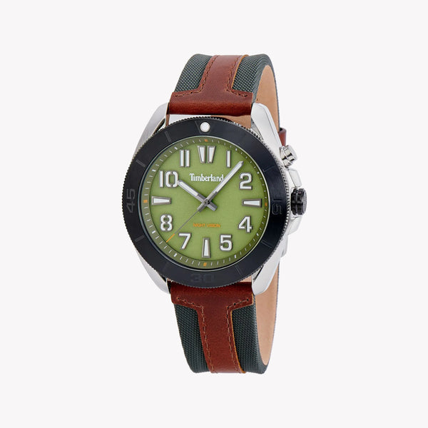 Timberland Men's Brown Leather Watch, Green Dial | Tdwgp2201602 by i-watch