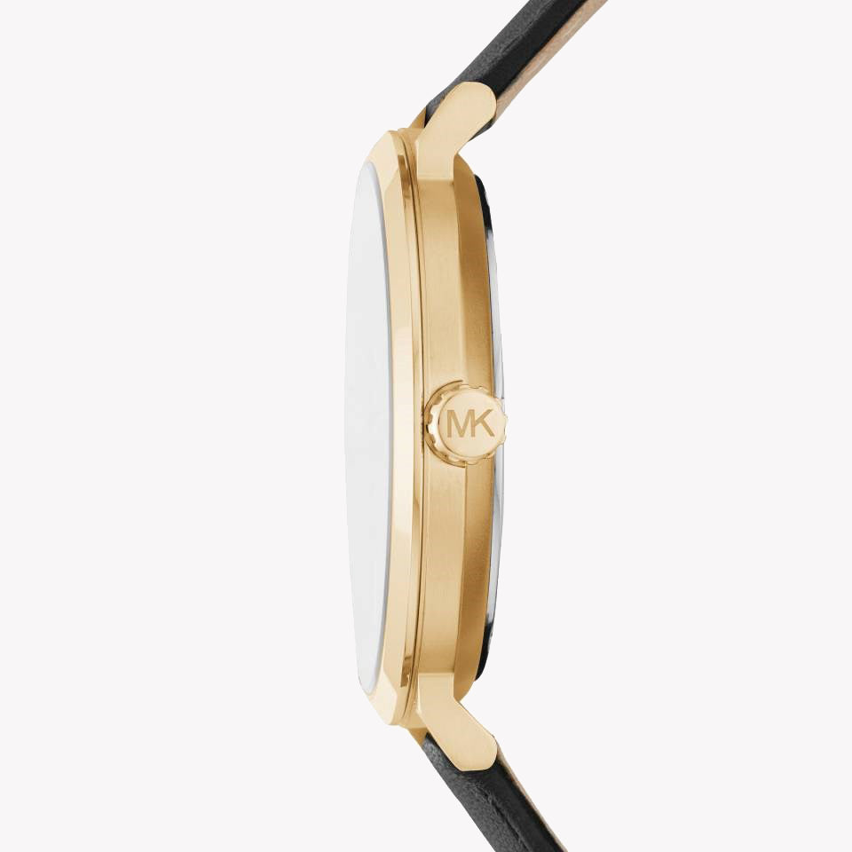 MICHAEL KORS MK8737 GLAM TIMEPIECE - ELEGANT GOLD & BLACK LEATHER WOMEN'S WATCH-i-Watch-2