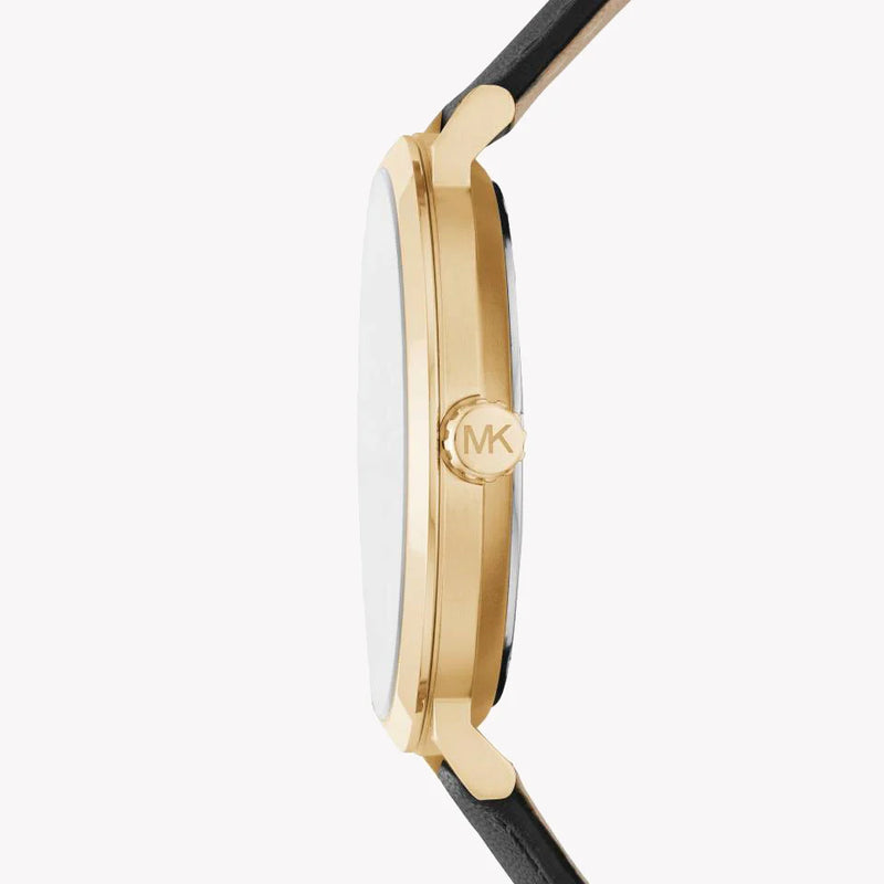 Michael Kors Men's Gold Stainless Steel, Black Leather | Mk8737 by i-watch