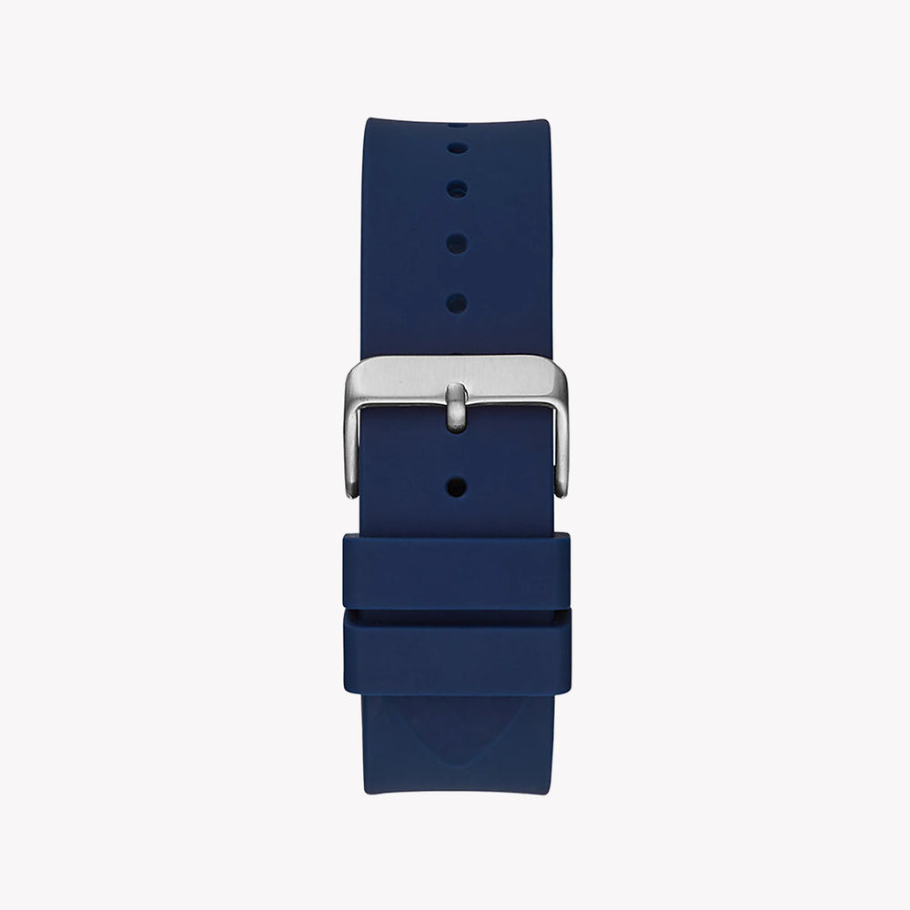 Guess Men's Silver Stainless Steel, Blue Silicone | W1254g1 by i-watch
